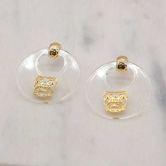 Acrylic/Gold Bulldog Earrings