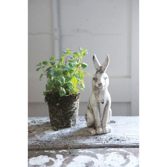 8" Distressed Ivory Ceramic Rabbit