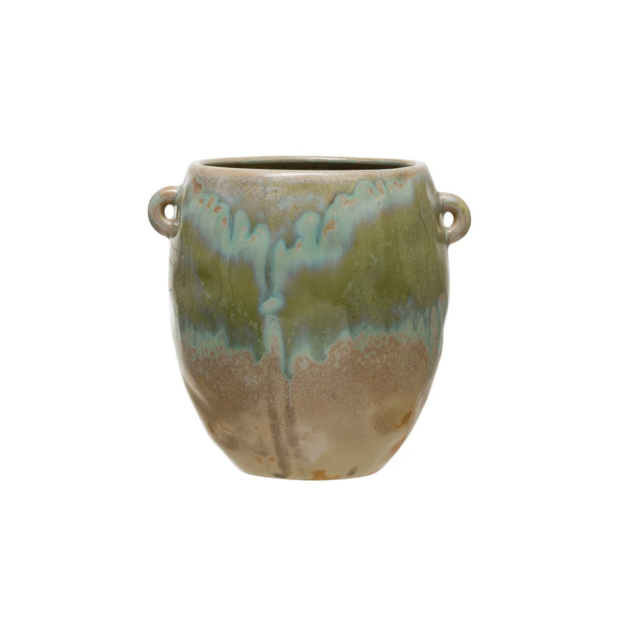 Green Stoneware Crock