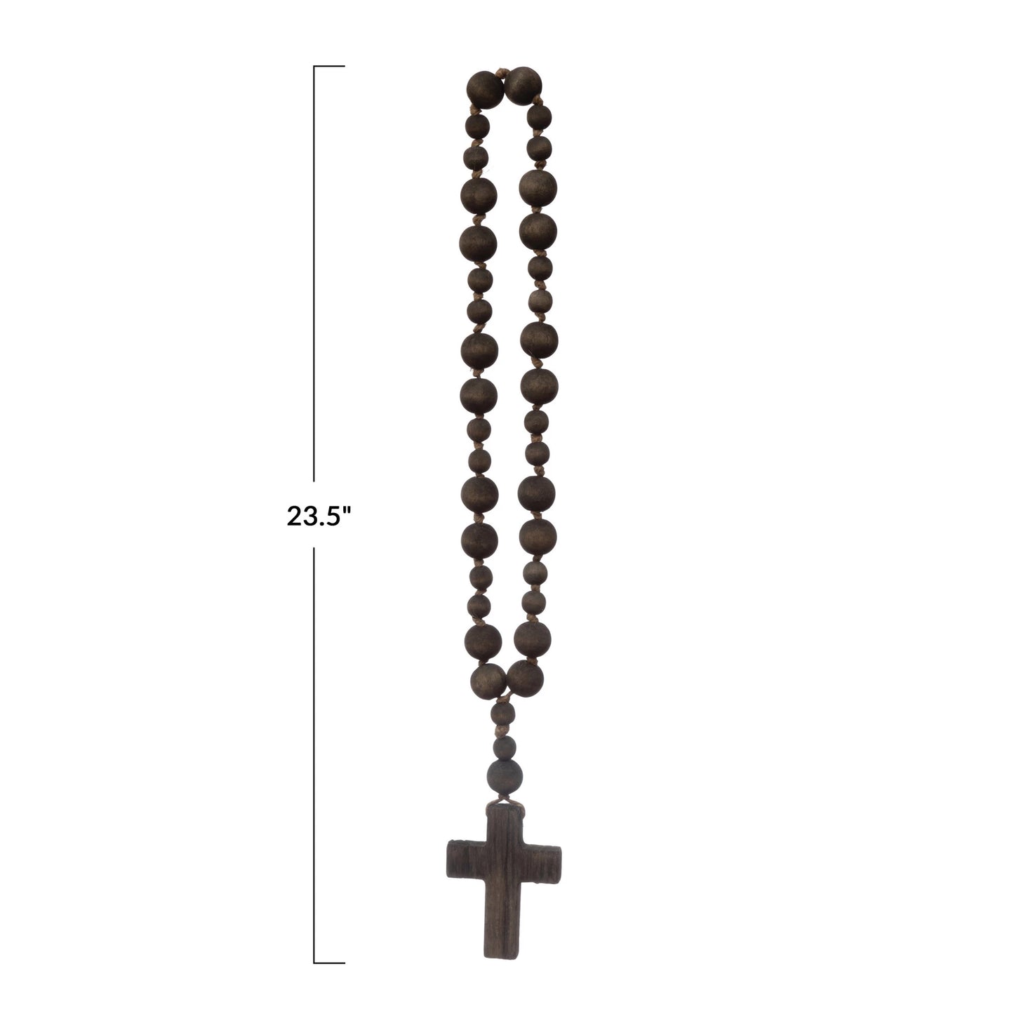 Black Wood Bead Rosary with Cross