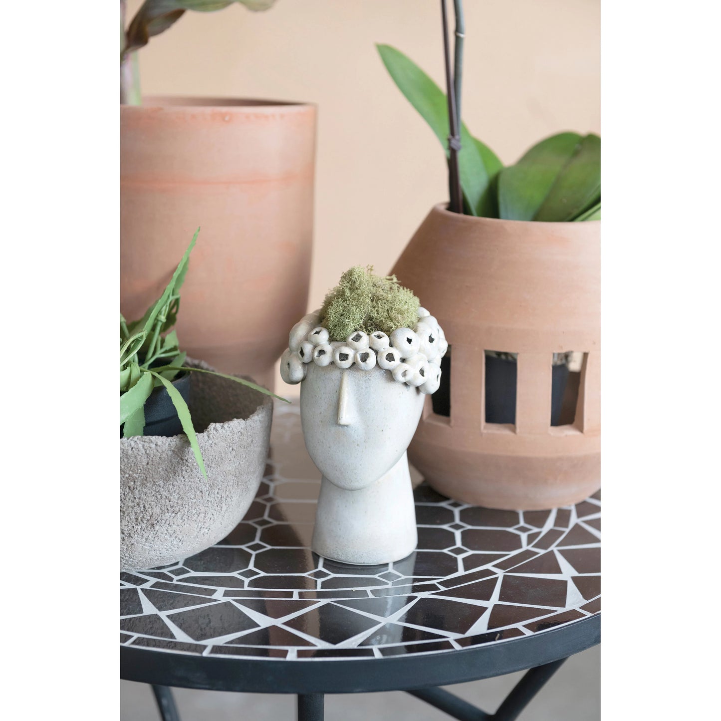 Stoneware Head Flower Pot