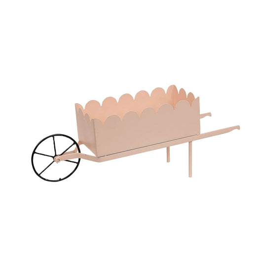 Pink Scalloped Metal Wheelbarrow