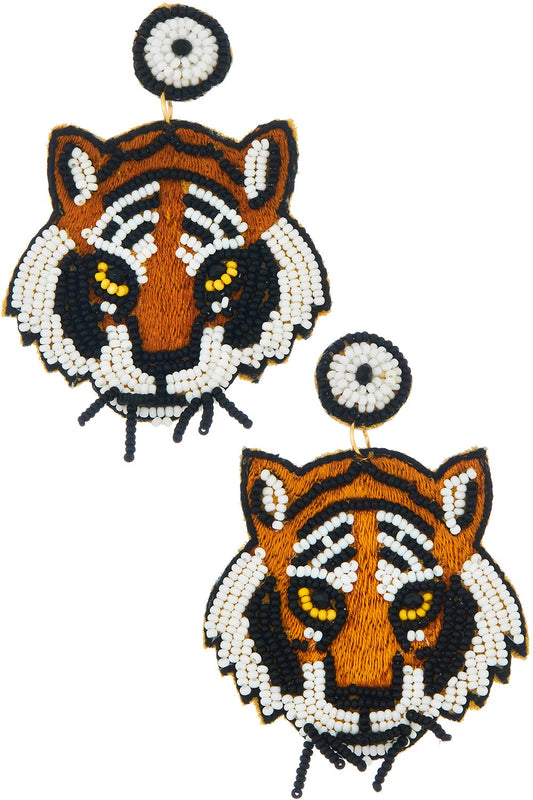 Tiger Beaded Earrings