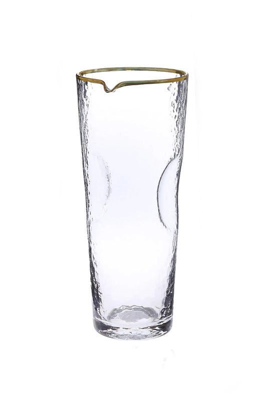 Gold Rim Pebble Glass Water Pitcher