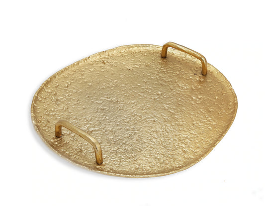 Large Hammered Gold Tray with Handles