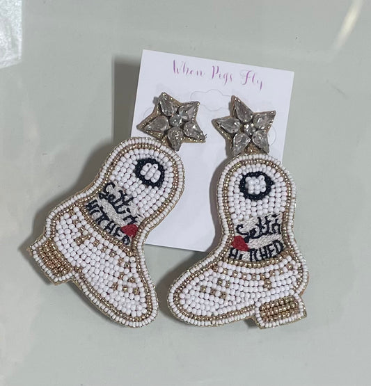 "Gettin Hitched" Boots Beaded Earrings