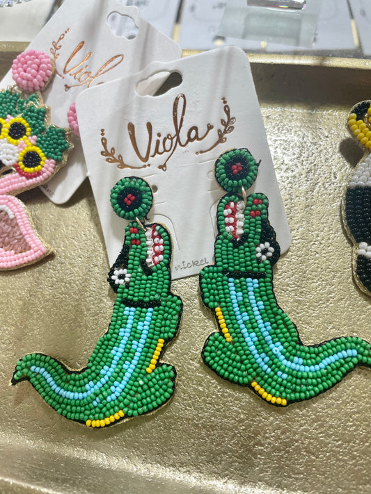 Crocodile Beaded Earrings