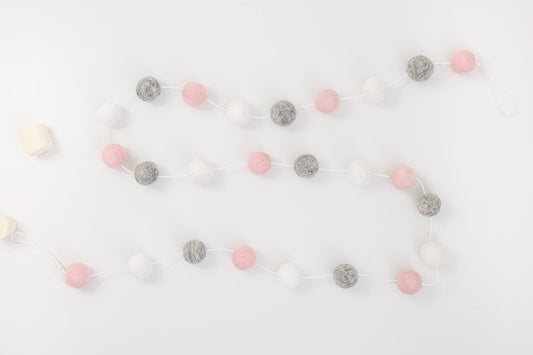 Pink Mix Felt Pom Garland